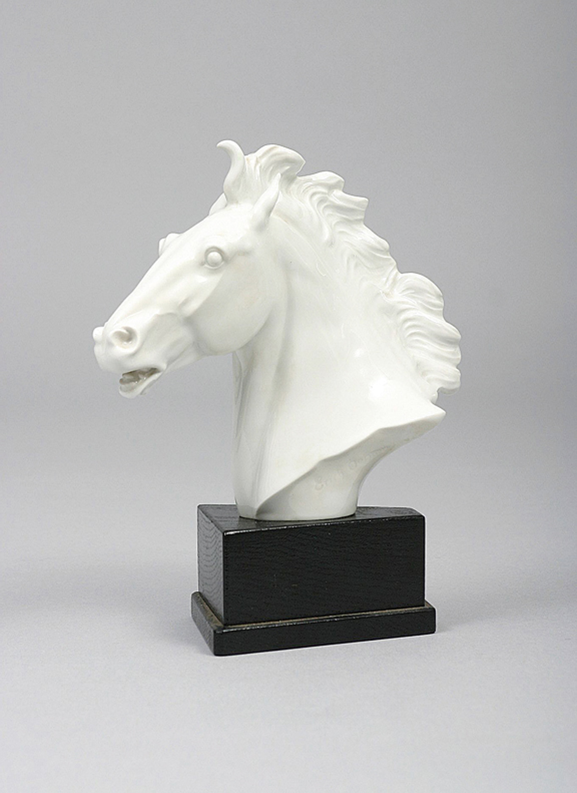 A white porcelain horse head of 'Majestoso'