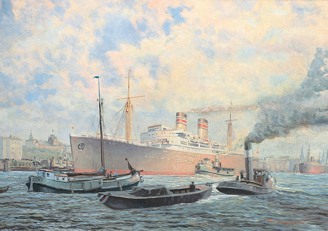 The Hapag-Lloyd Steamer 'Pretoria' in the harbour in Hamburg