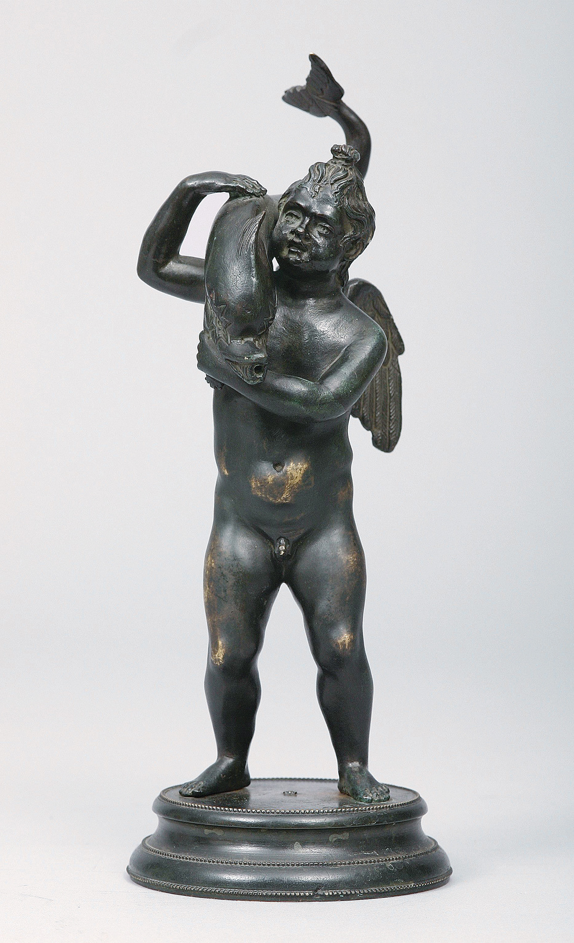 An Italian late Renaissance figure 'Putto with dolphin' as an allegorie of water