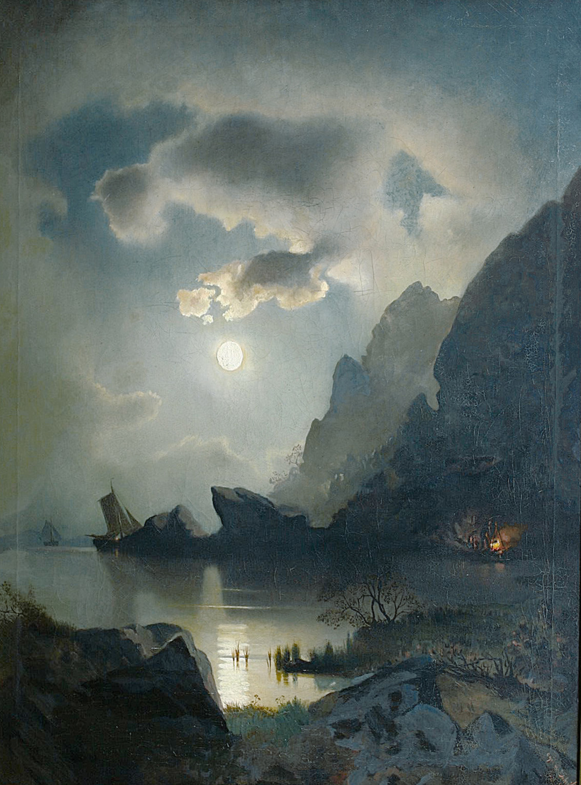 A moonlit Norwegian landscape