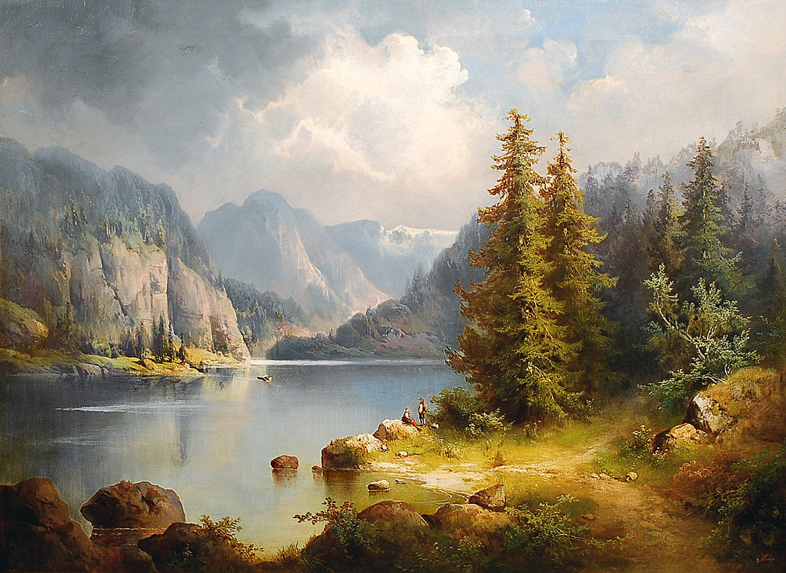 A lake in the mountains