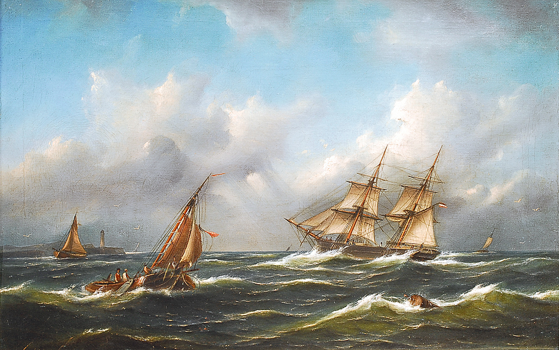 Sailors off shore