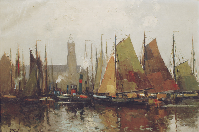 A harbour with sailing boats