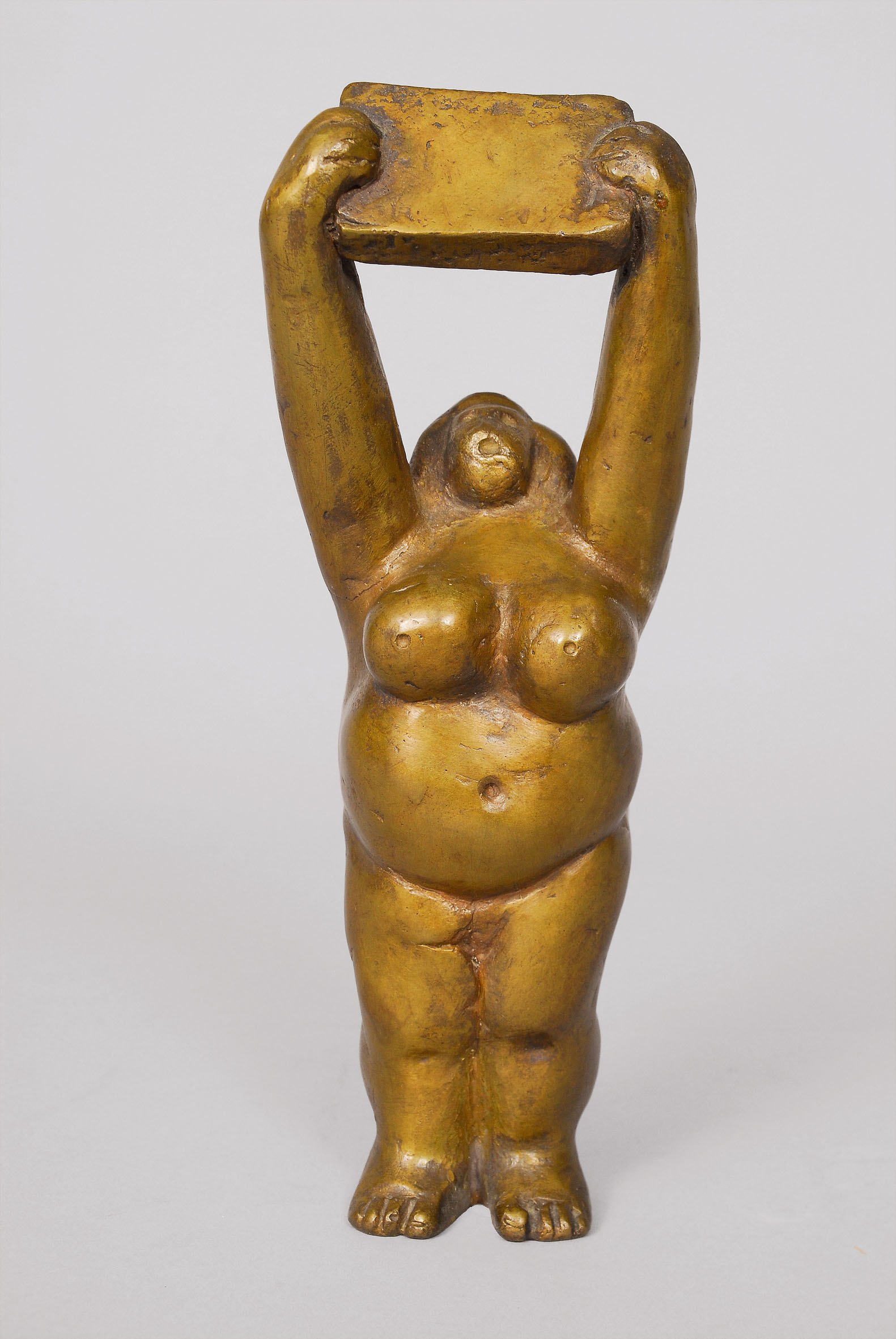A modern bronze figure 'Woman with mirror'