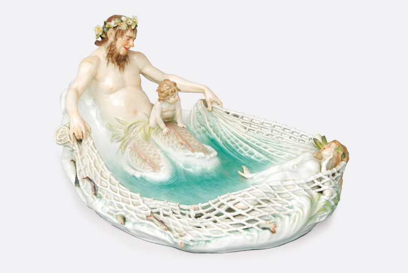 An expressive Art Nouveau figurine group 'Triton's catch'