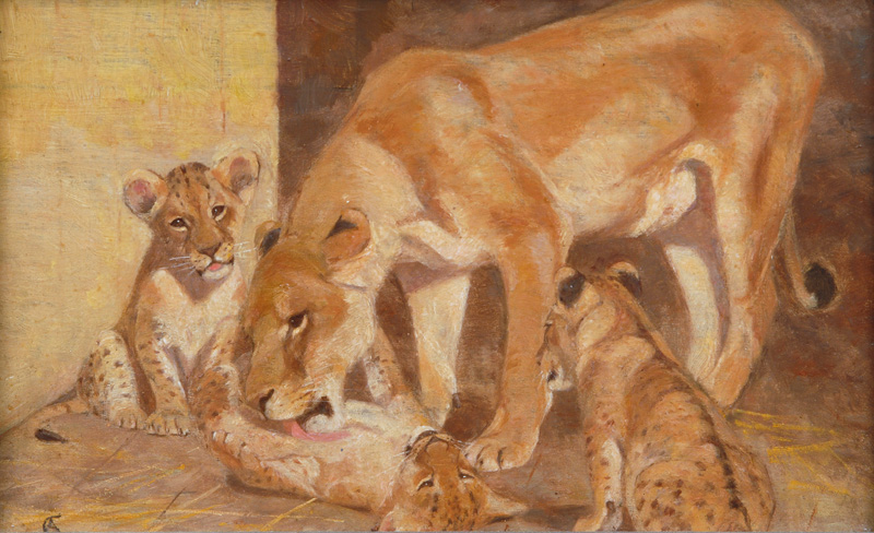 A Pair of Lion Paintings