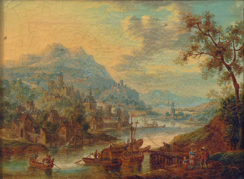 Pair of Paintings: Panoramic Views of a River Valley