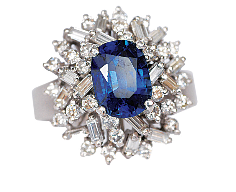 Feiner Saphir-Diamant-Brillant-Ring