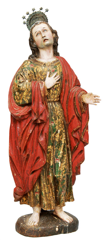 Holz-Skulptur "Heiliger Johannes mit Strahlenkranz"