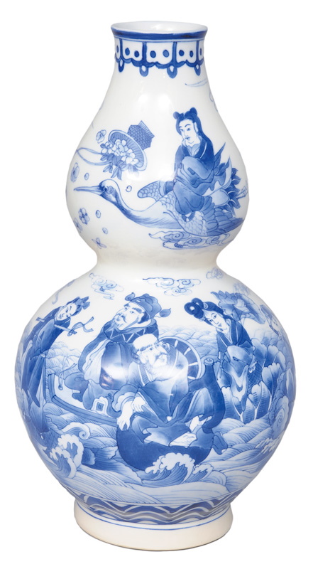 Doppelkürbis-Vase mit den "8 taoistischen Unsterblichen"