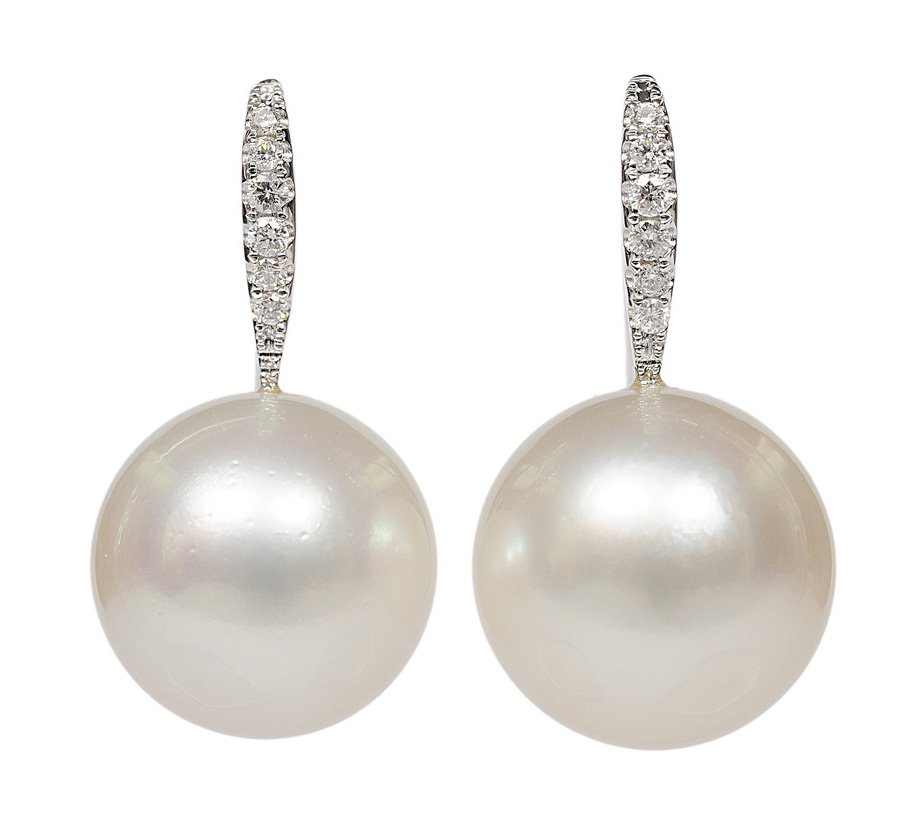 Paar Südsee-Perlen-Brillant-Ohrhänger