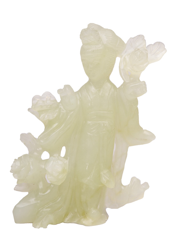 Jade-Figur "Dame mit Schmetterling"