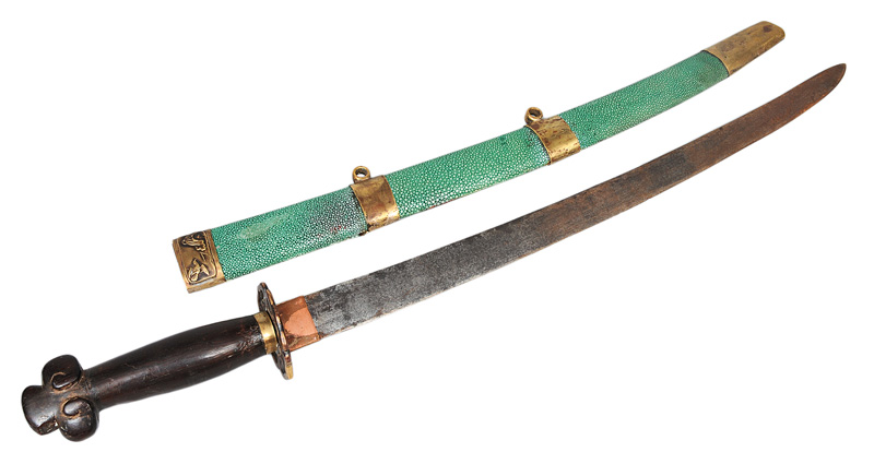 A sword with ray skin scabbard