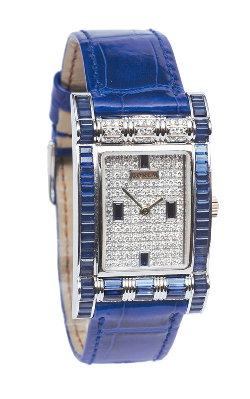 Hochkarätige Damen-Armbanduhr "Excelleny" mit Brillant- und Saphir-Besatz