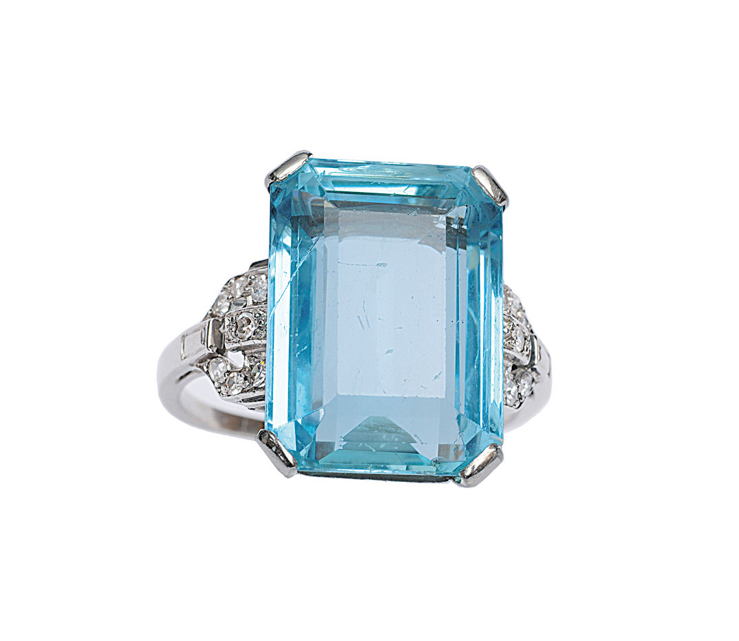 An Art-Déco aquamarine ring