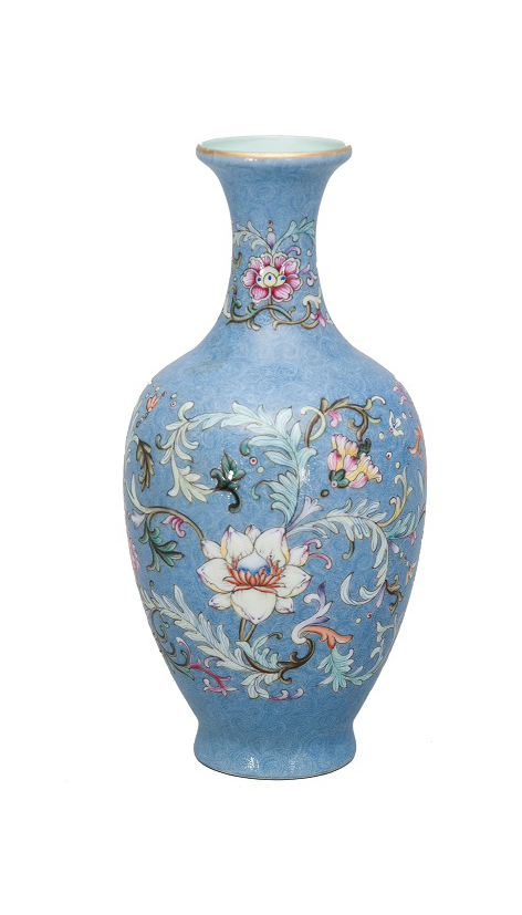 Sehr feine Lavendel-Fond Vase mit Blütenranken