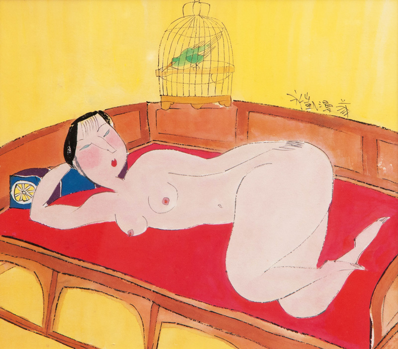 Reclining nude on a Daybed