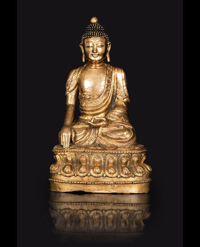 Seltener und bedeutender Bronze-Buddha 'Shakyamuni'