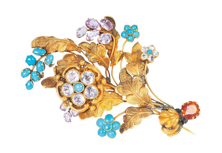A Biedermeier brooch with precious stones