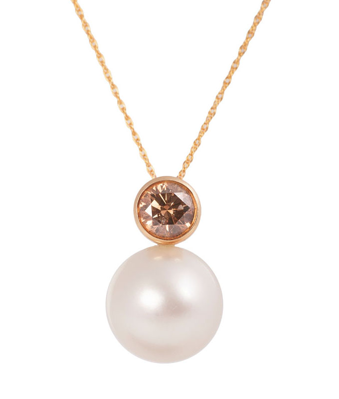 A Southsea pearl diamond pendant with necklace