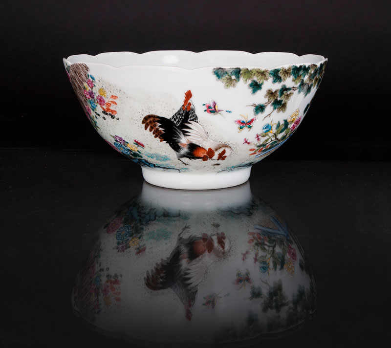 A bowl with chicken and insects