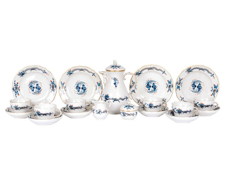 A large Meissen coffee service 'blue dragon' for 12 persons