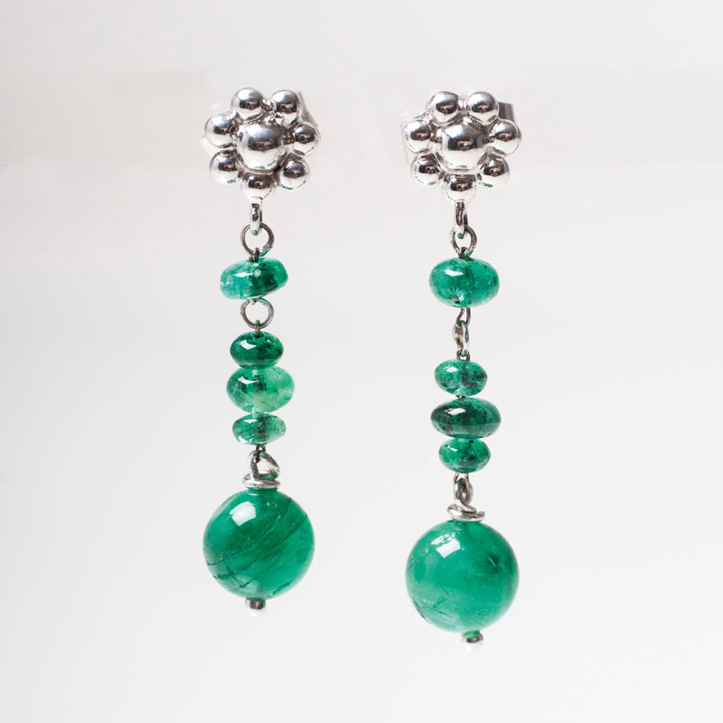 Jugendstil-Smaragd-Diamant-Collier mit passendem Paar Ohrhänger - Bild 2