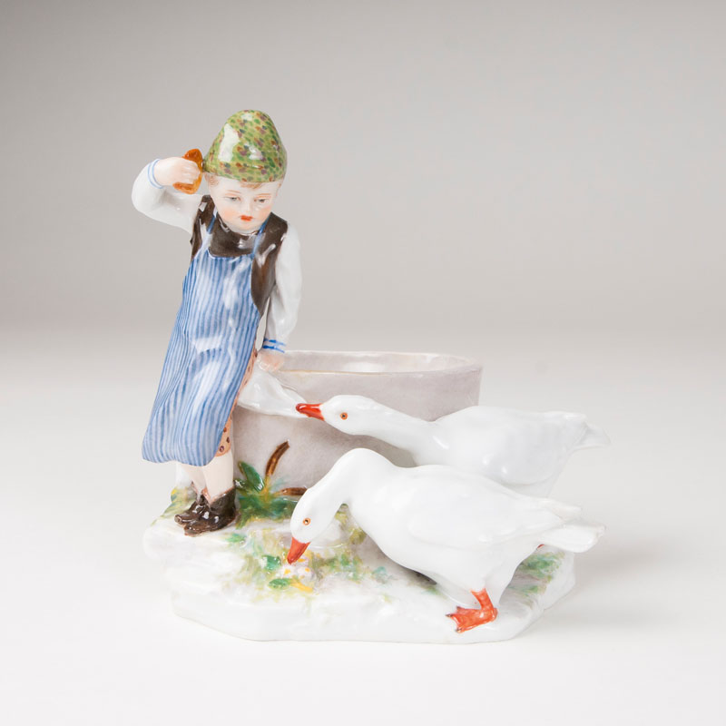 A porcelain figure 'boy with two geese'
