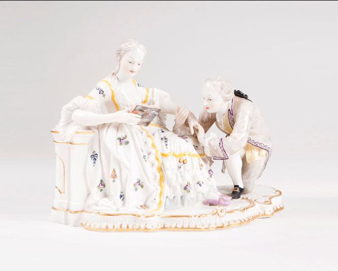 A gallant porcelain group 'The kiss on the hand'