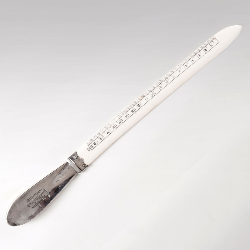 An extraordinary paper knife with ivory-ruler