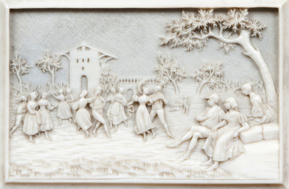 A fine ivory microcarving 'Rural dance'