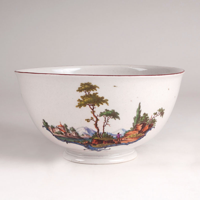 A Ludwigsburg bowl with landscape painting
