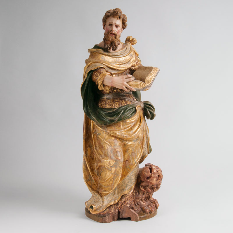 A wooden sculpture 'Mark the Apostle and Evangelist'