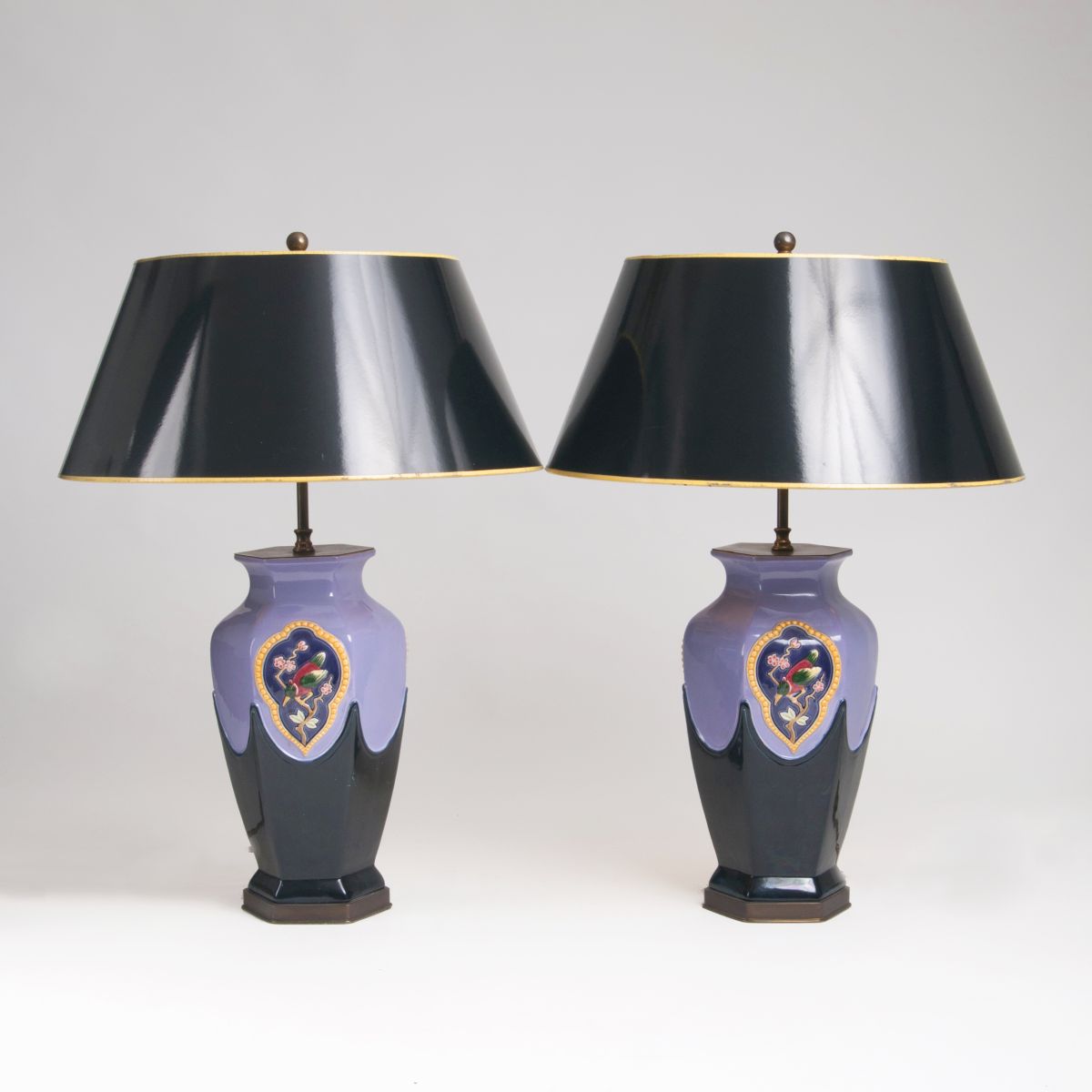 A Pair of Art Deco Majolica Table Lamps