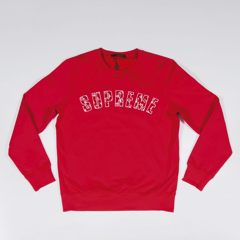 A red LV x Supreme Logo Sweatshirt