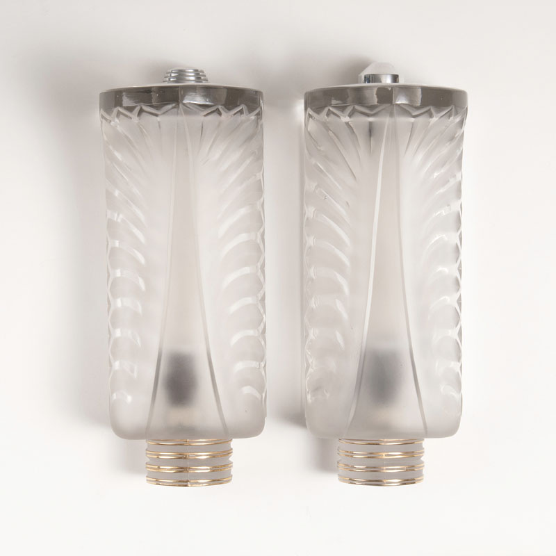 A pair of Lalique Palm Wall Sconces