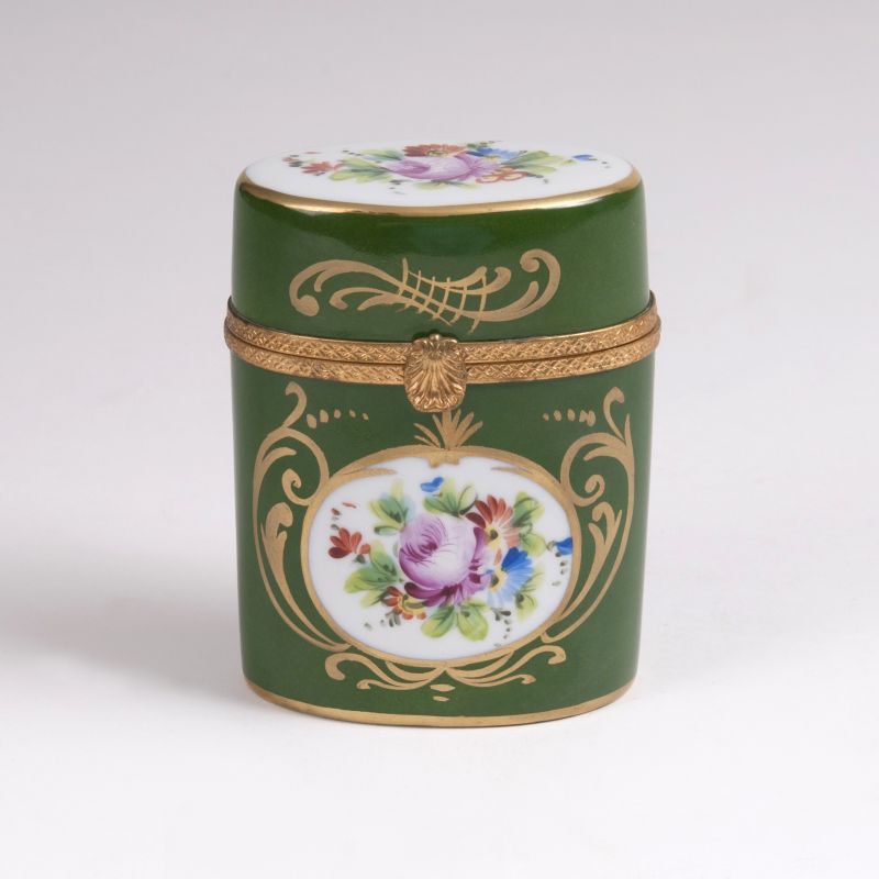 A Limoges Box with Flowers and Gold Decor