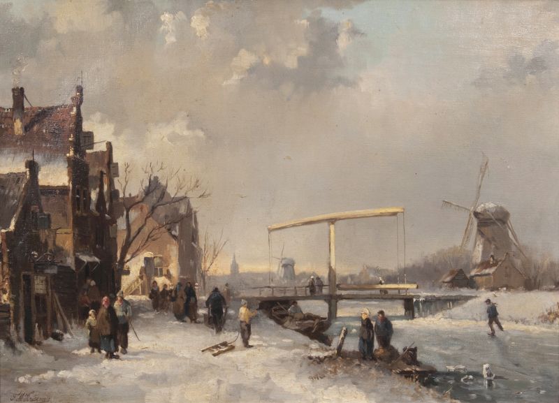 Winter Landscape with Frozen Canal