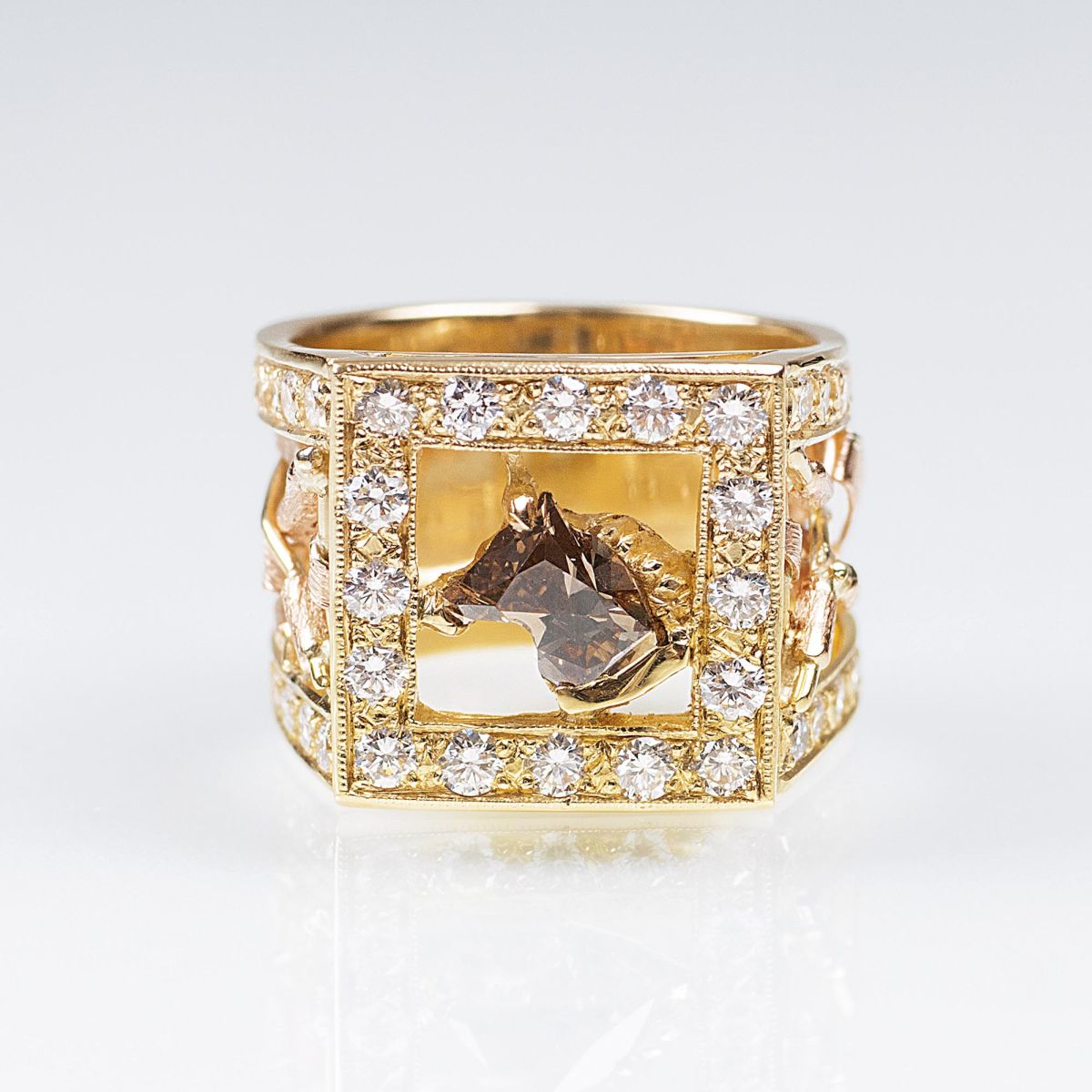 A Rare Diamond Ring with Horse Head Cut Diamond