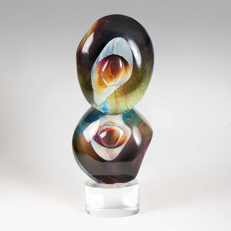 A Murano glass sculpture 'Balancing Rocks'