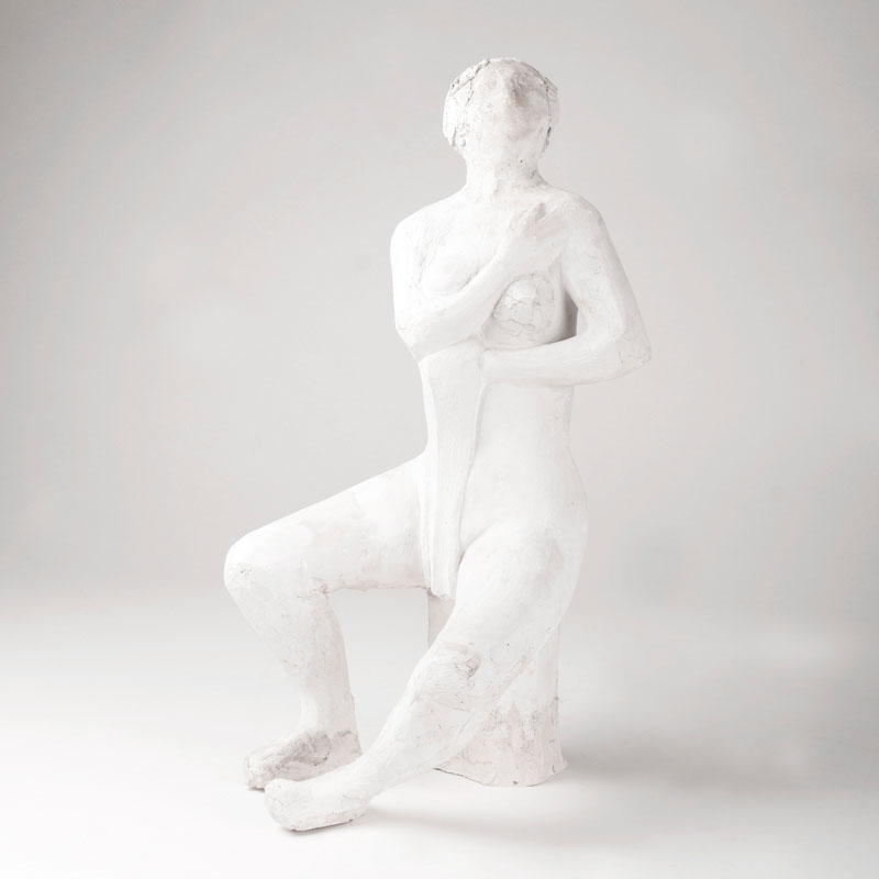 A plaster model 'Sitting female with towel'