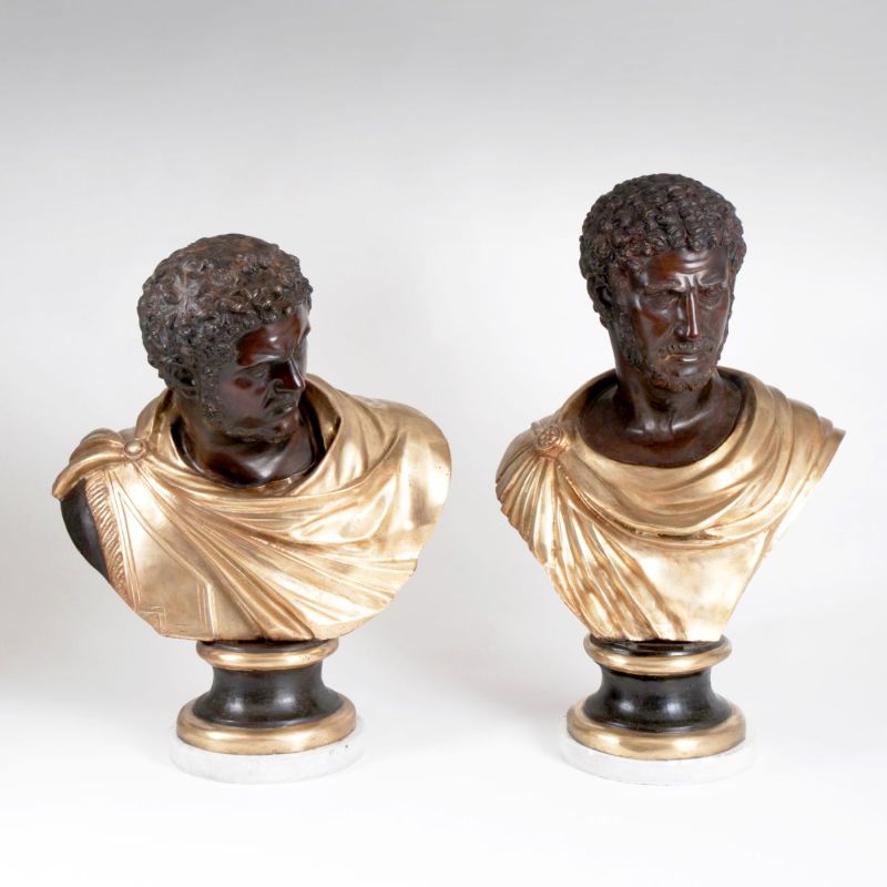 Paar römischer Imperatoren-Büsten des Caracalla