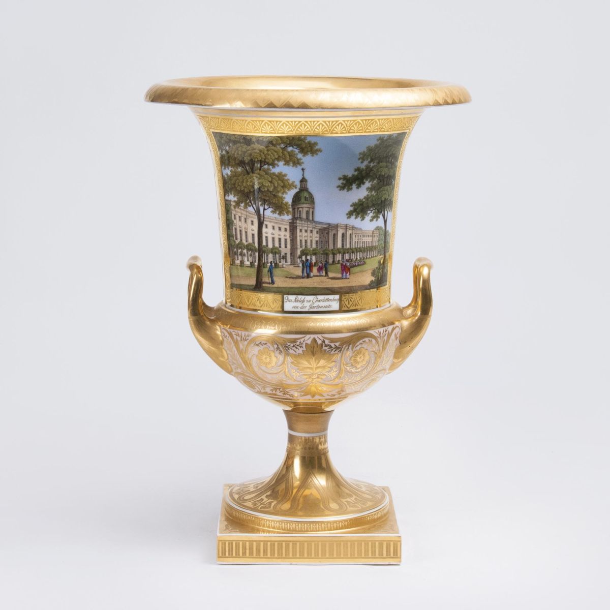 A rare Crater Vase with Views of Charlottenburg Palace and Isle of Louise in Berlin