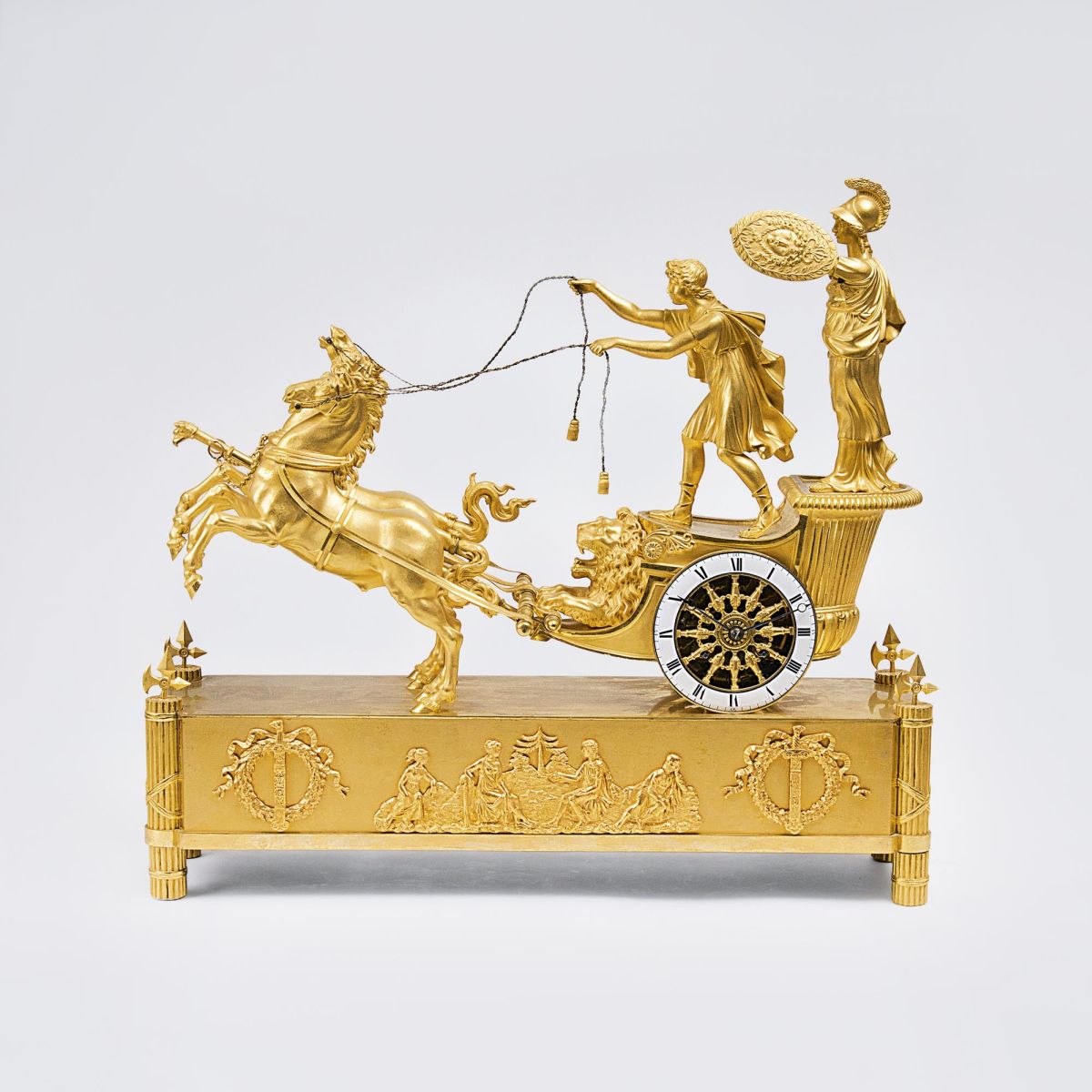 An opulent Empire Pendule 'Chariot of Telemachos'
