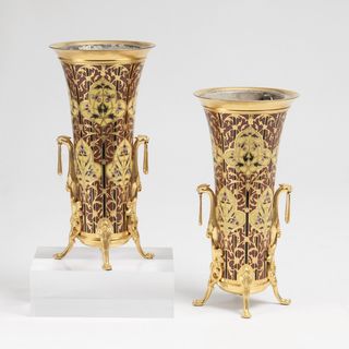 A Pair of Napoléon III. Cloisonné Trumpet Vases