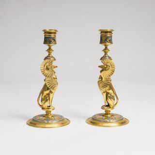 A Pair of Napoléon III Candleholder with Arabesque and Chimera