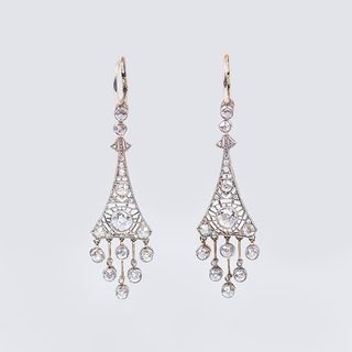 A Pair of Art Nouveau Diamond Earpendants