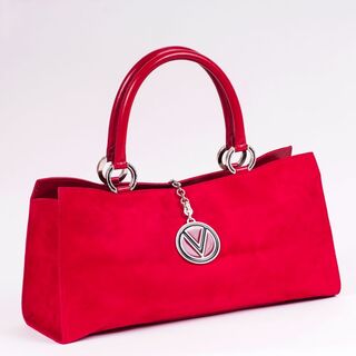 A Red Suede Tote Bag