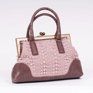 A Handbag with Rose Glass Pearls