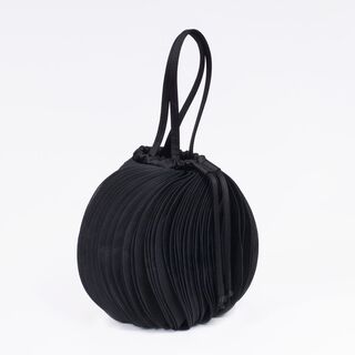 Black Silk Plissée Pouch Bag